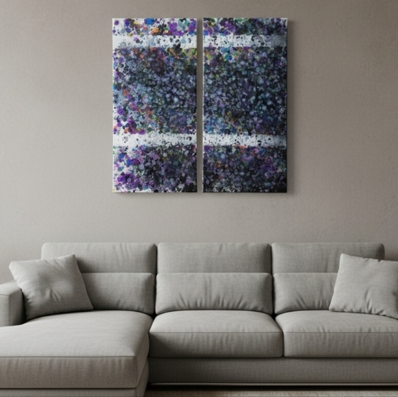 Handmade Other - 2 HANDCRAFTED Abstract Painting Artwork HANDPAINTED 10x20 Wall Art Decor Artwork